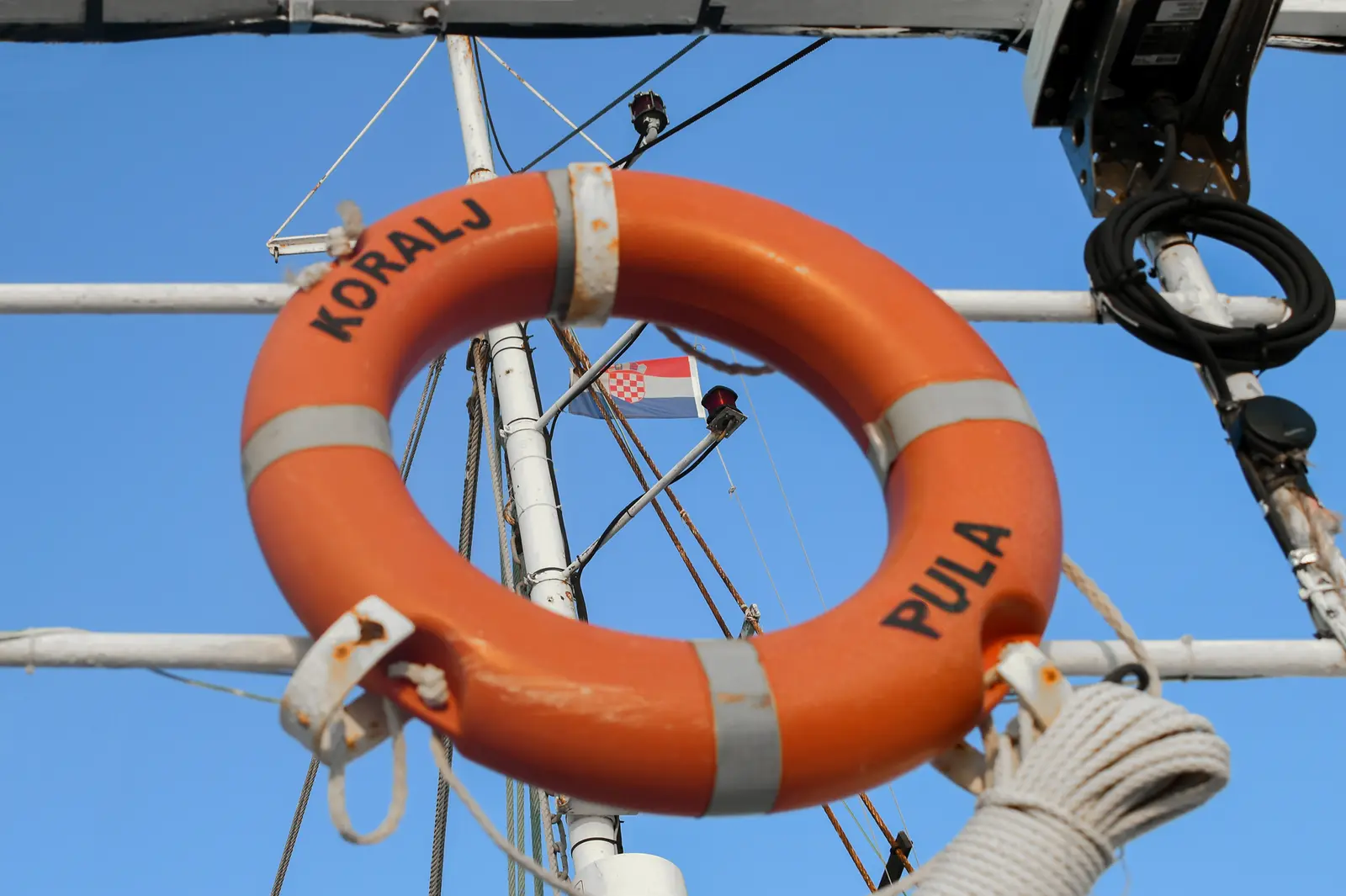 Koralj life ring with Croatian flag